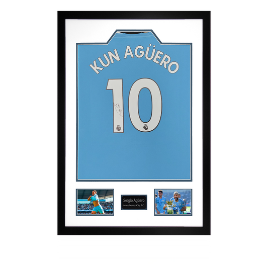 Sergio Aguero Signed Manchester City Shirt Display