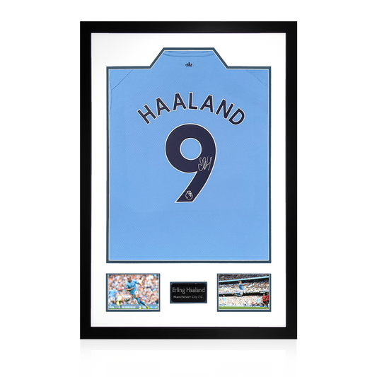 Erling Haaland Signed 22/23 Man City Shirt Display