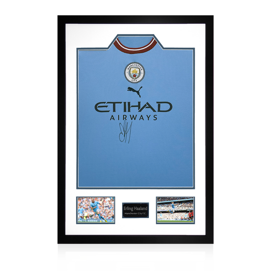 Erling Haaland Front Signed Manchester City 22/23 Shirt Display