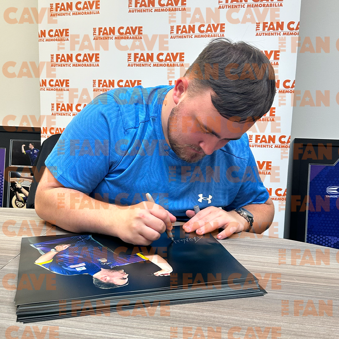 Weekly Auction Luke Littler Signed Image Deluxe Mount Frame The Fan Cave Memorabilia