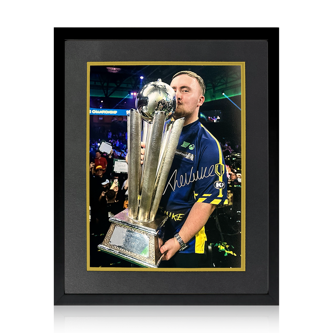 Luke Littler Signed 2025 World Champion Image Deluxe Mount Frame The Fan Cave Memorabilia