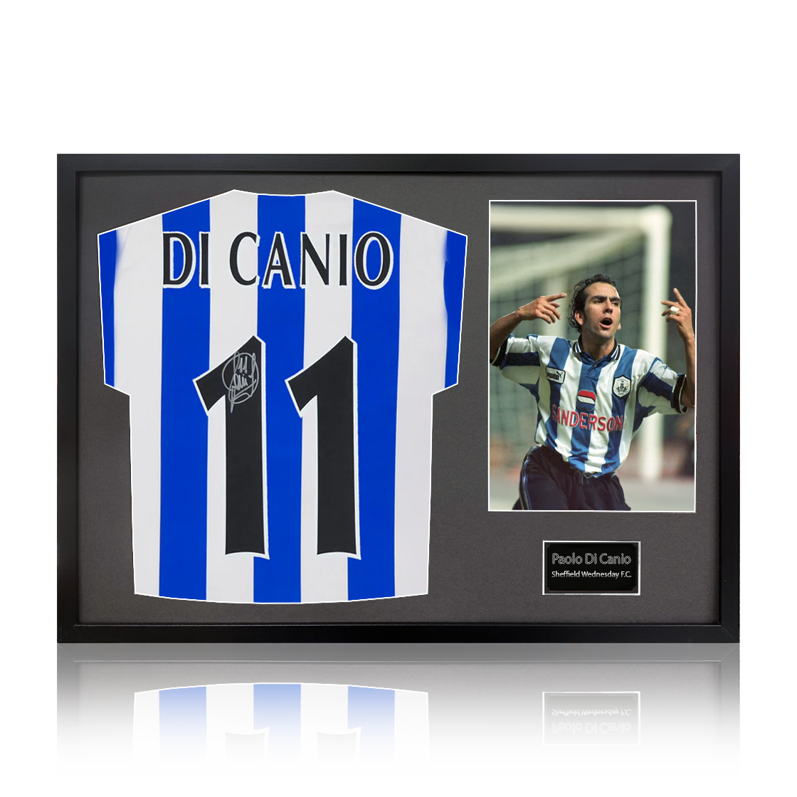 Paolo Di Canio Signed Sheffield Wednesday 1998 Home Shirt Classic Frame