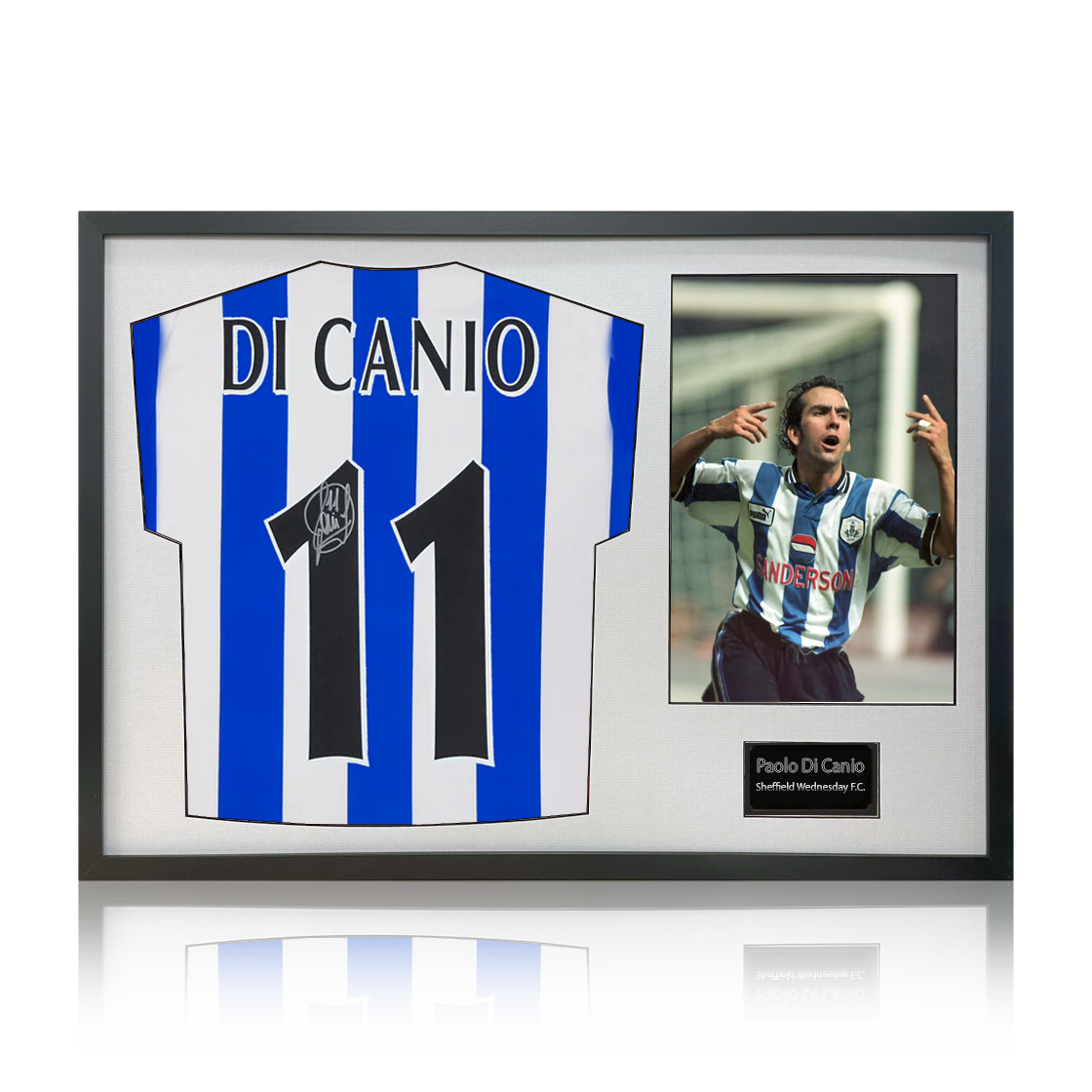 Paolo Di Canio Signed Sheffield Wednesday 1998 Home Shirt Classic Frame