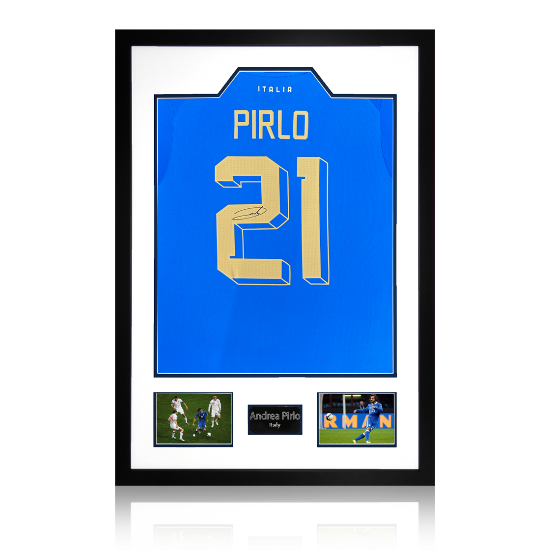 Andrea Pirlo Signed Italy Shirt Premium Frame
