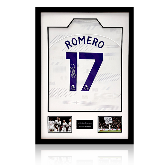 Cristian Romero Signed Tottenham Hotspur Shirt Display