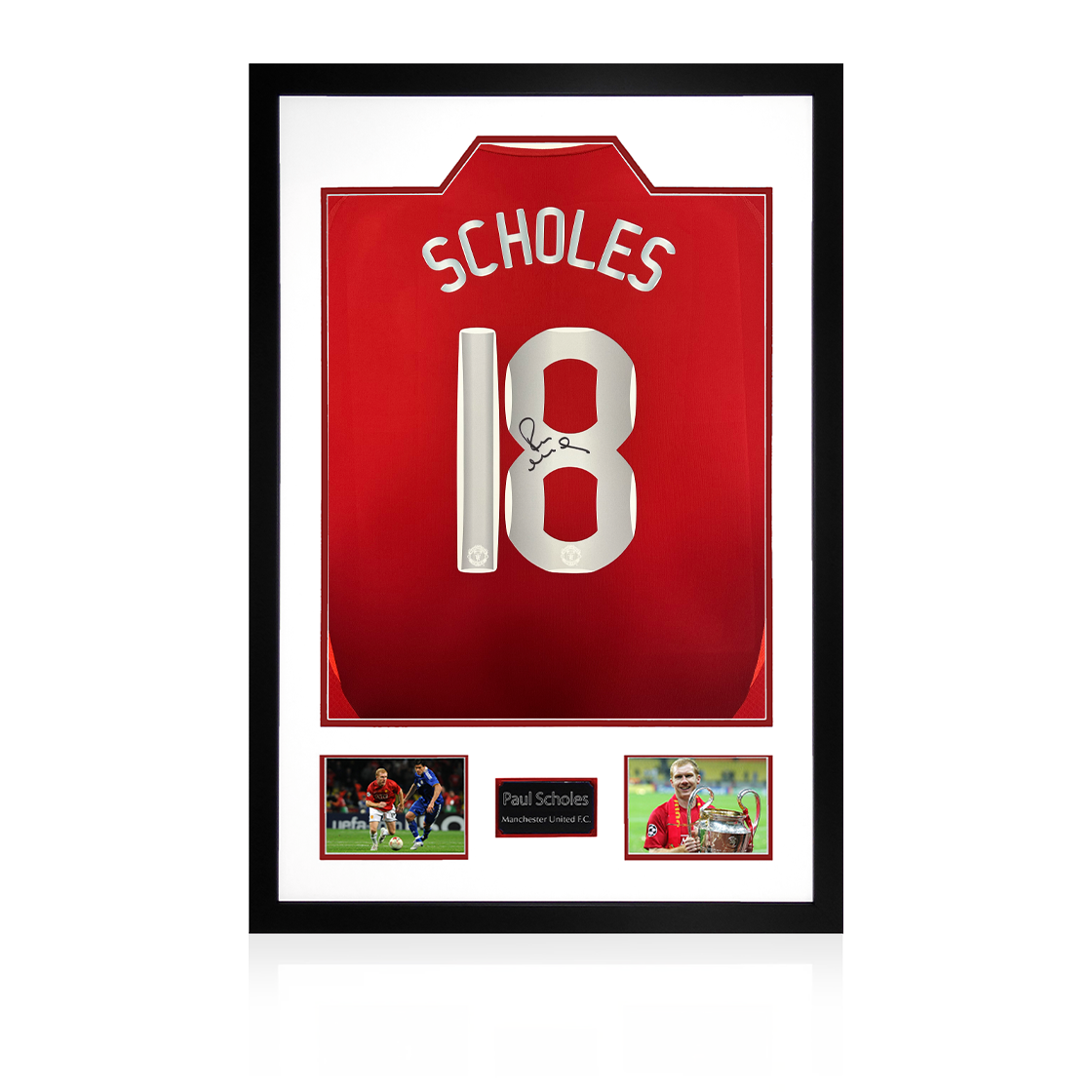 Paul Scholes Signed Manchester United Shirt Premium Frame