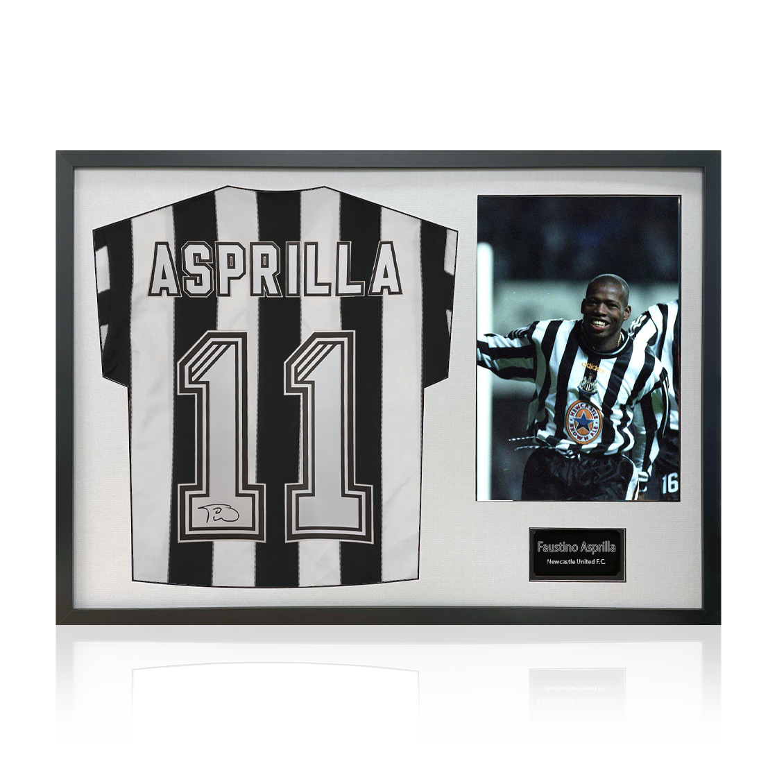 Faustino Asprilla Signed Newcastle United Shirt Classic Frame