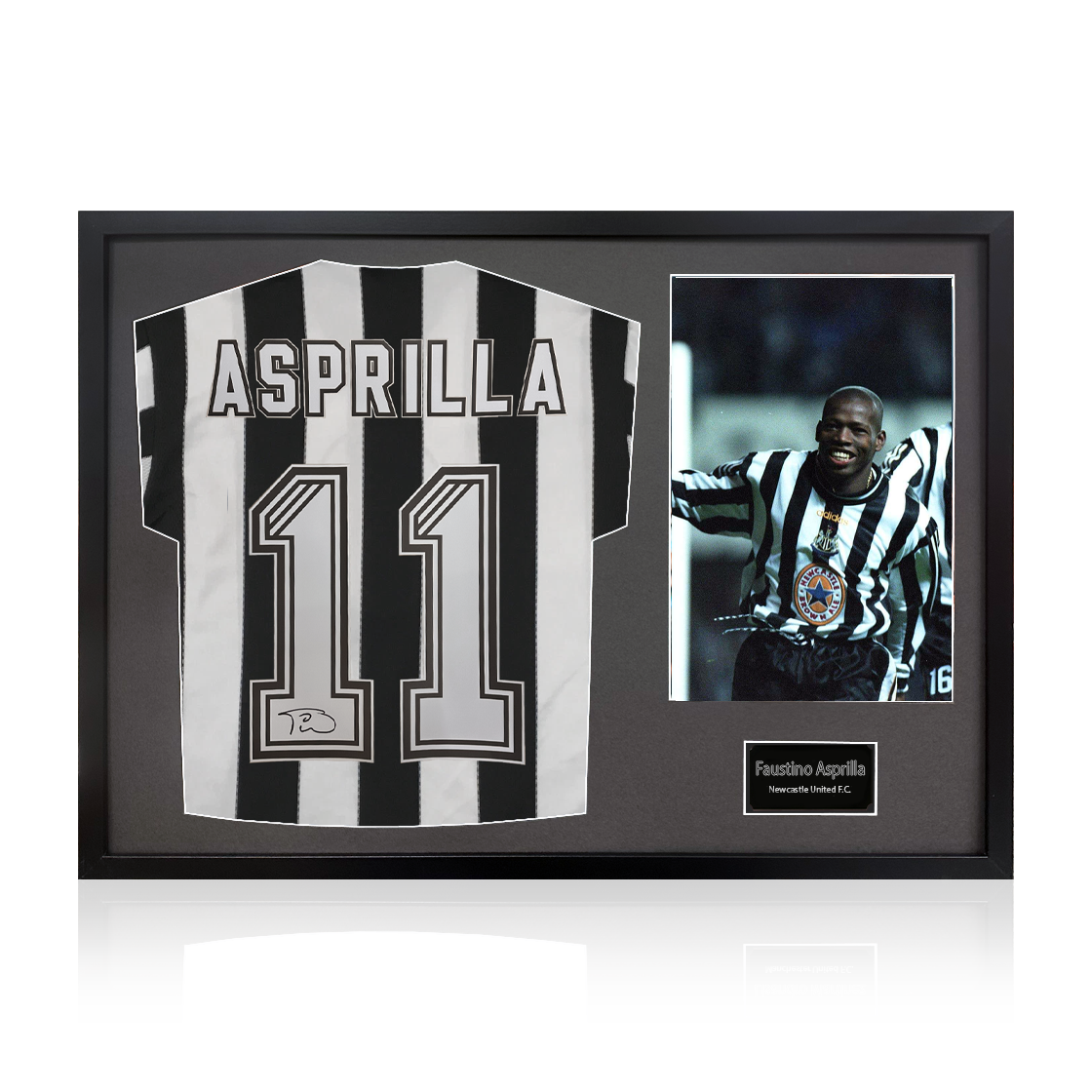 Faustino Asprilla Signed Newcastle United Shirt Classic Frame