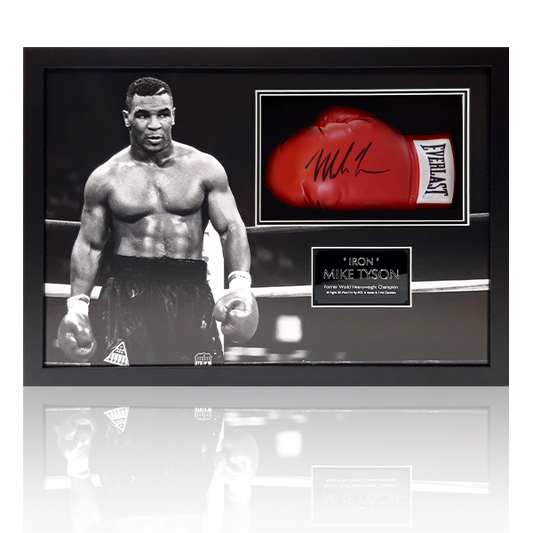 Mike Tyson Signed Red Everlast Glove Framed Display