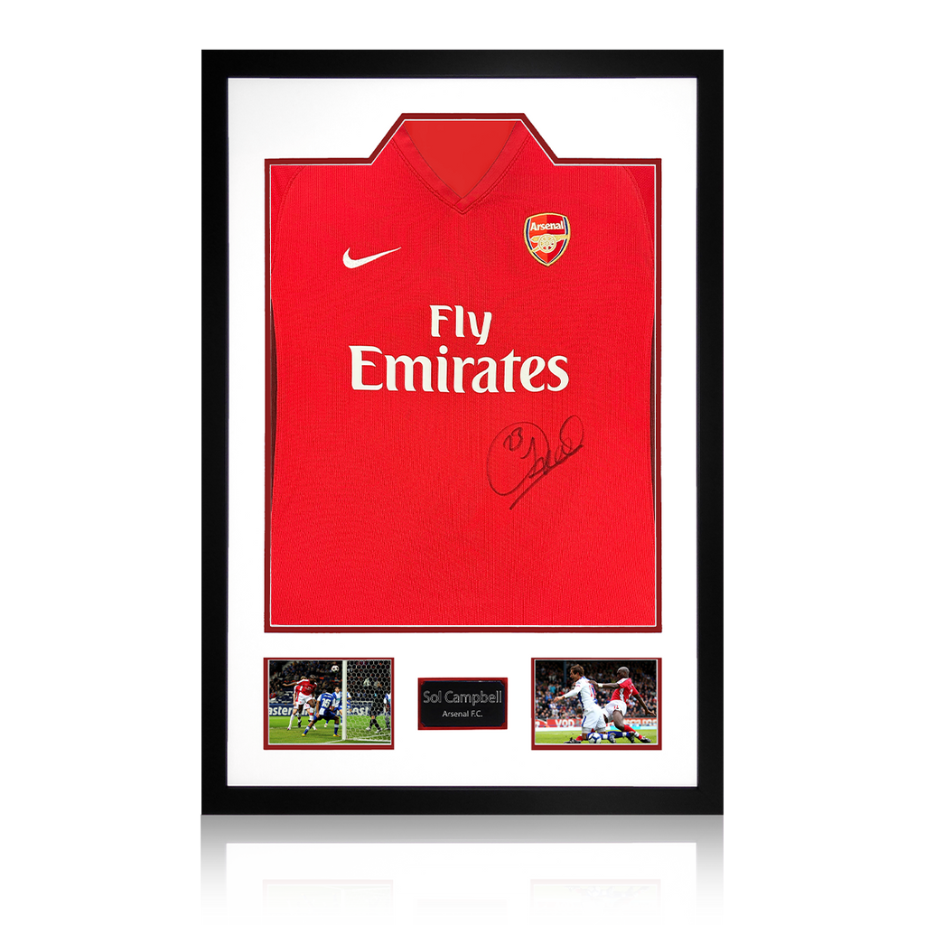 Sol Campbell Signed Arsenal 2009/10 Home Shirt Premium Frame