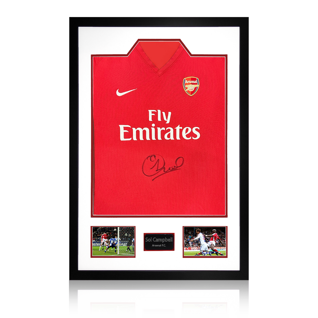 Sol Campbell Signed Arsenal 2009/10 Home Shirt Premium Frame