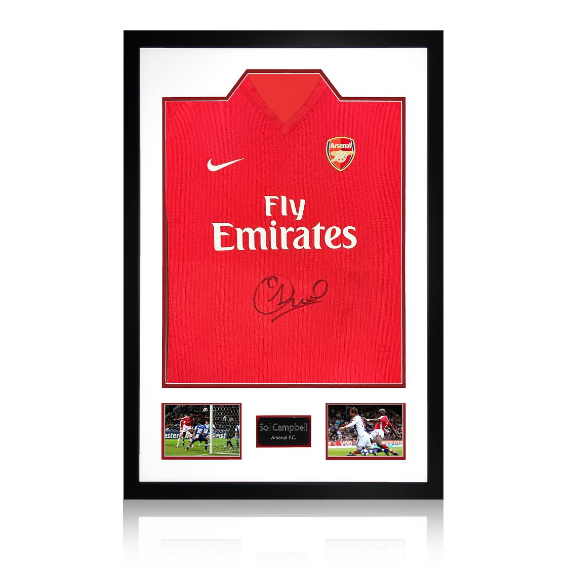 Sol Campbell Signed Arsenal 2009/10 Home Shirt Premium Frame