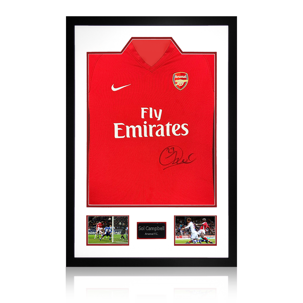 Sol Campbell Signed Arsenal 2009/10 Home Shirt Premium Frame