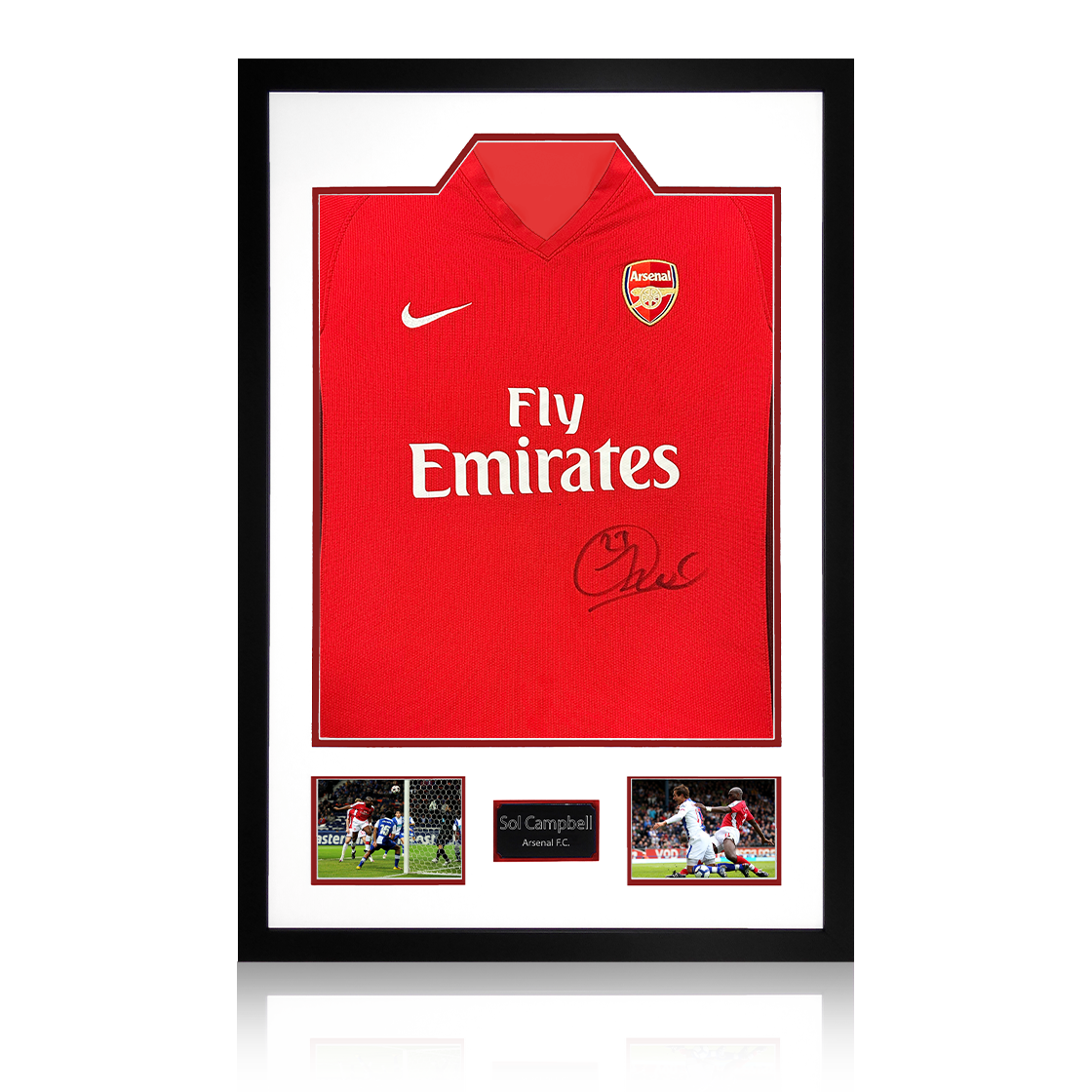 Sol Campbell Signed Arsenal 2009/10 Home Shirt Premium Frame
