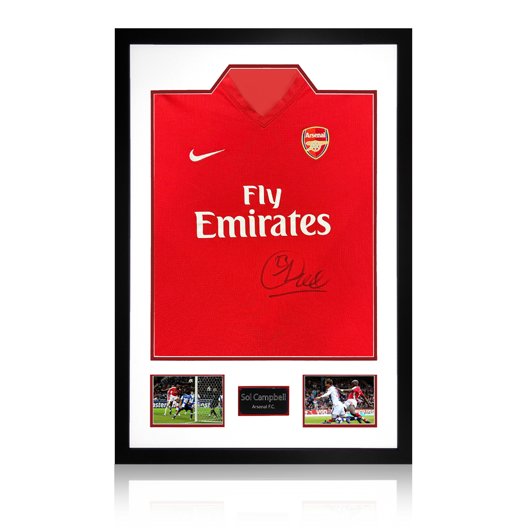 Sol Campbell Signed Arsenal 2009/10 Home Shirt Premium Frame