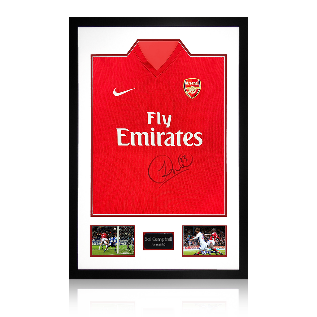 Sol Campbell Signed Arsenal 2009/10 Home Shirt Premium Frame