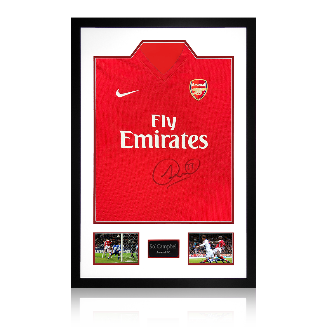 Sol Campbell Signed Arsenal 2009/10 Home Shirt Premium Frame