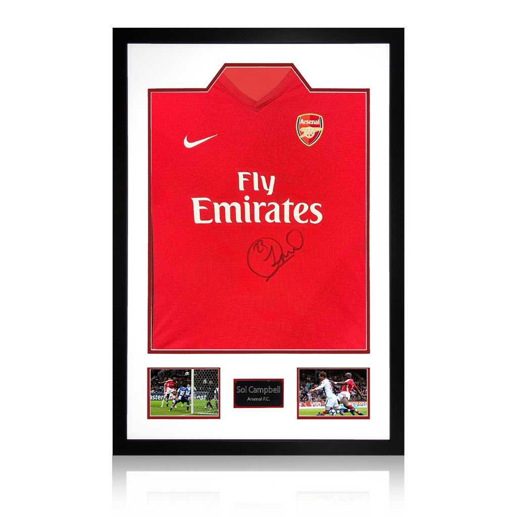 Sol Campbell Signed Arsenal 2009/10 Home Shirt Premium Frame