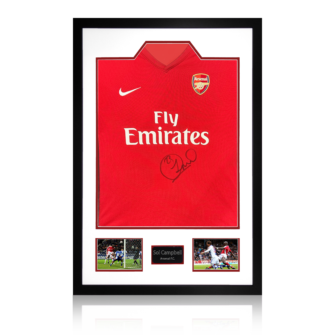Sol Campbell Signed Arsenal 2009/10 Home Shirt Premium Frame