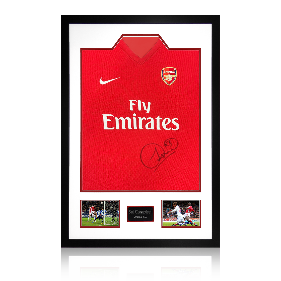 Sol Campbell Signed Arsenal 2009/10 Home Shirt Premium Frame