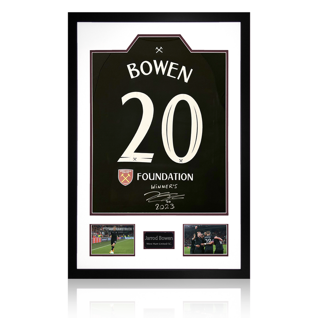 Jarrod Bowen Signed West Ham United 22/23 Third Shirt With Inscription Premium Frame