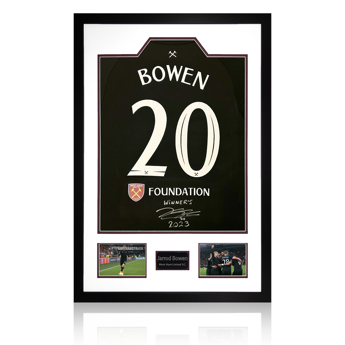 Jarrod Bowen Signed West Ham United 22/23 Third Shirt With Inscription Premium Frame