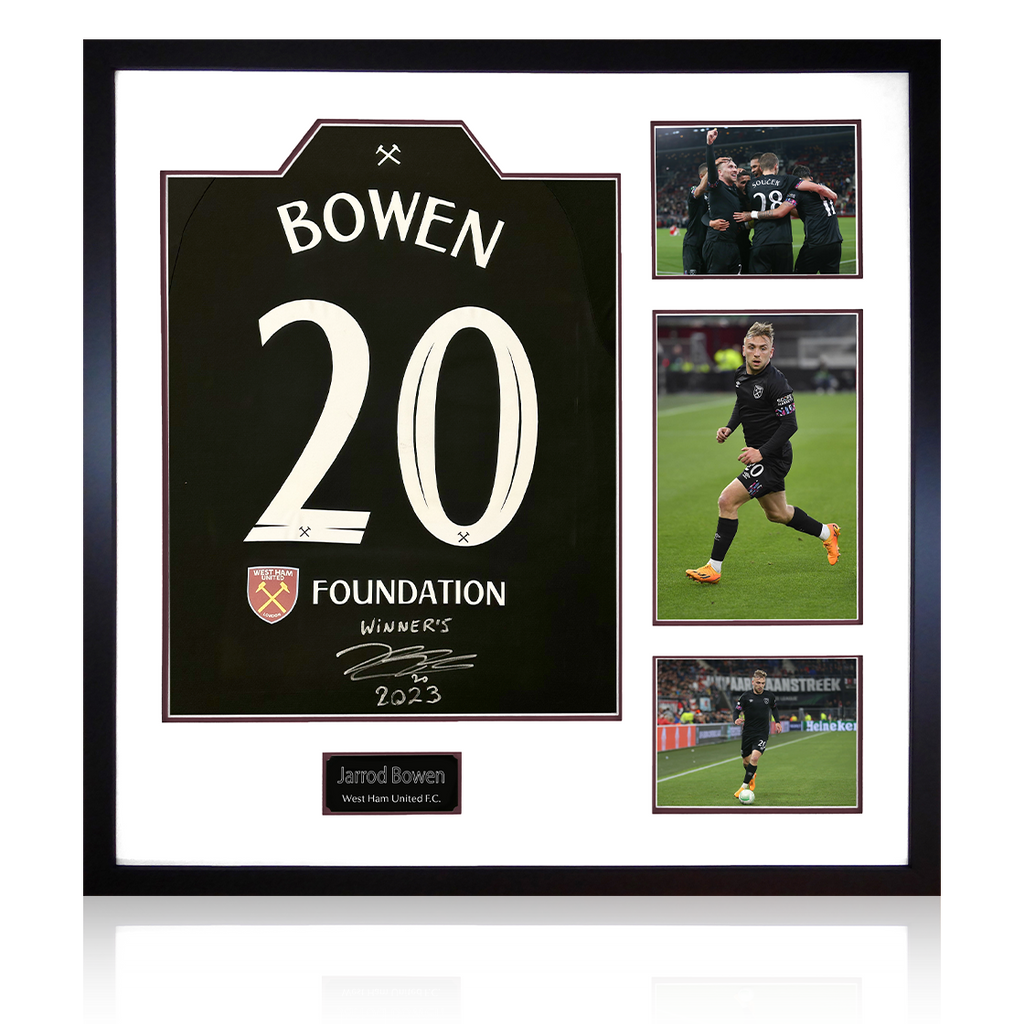 Jarrod Bowen Signed West Ham United 22/23 Third Shirt With Inscription Elite Frame