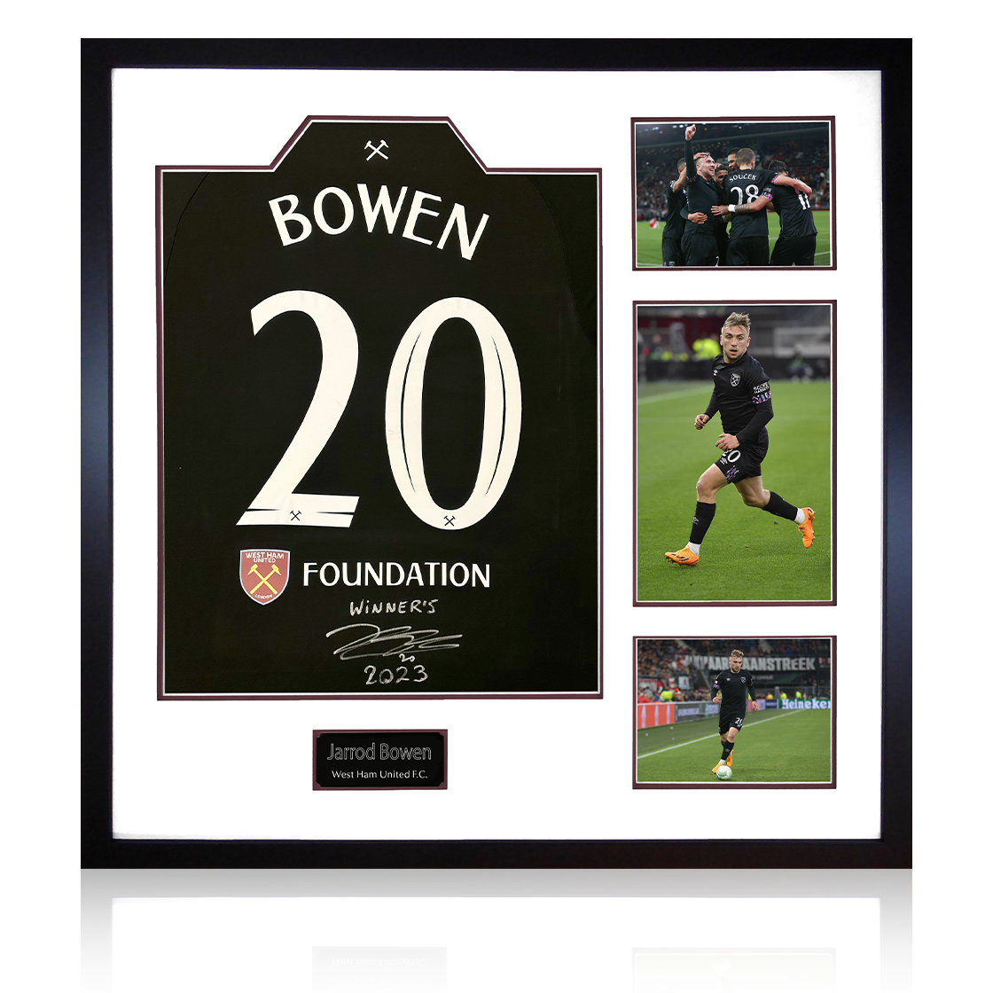 Jarrod Bowen Signed West Ham United 22/23 Third Shirt With Inscription Elite Frame