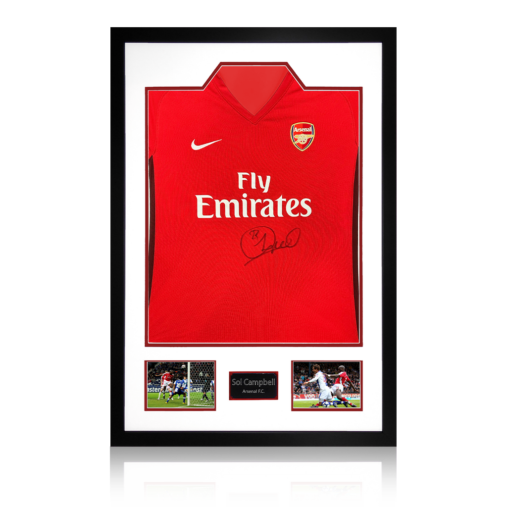 Sol Campbell Signed Arsenal 2009/10 Home Shirt Premium Frame