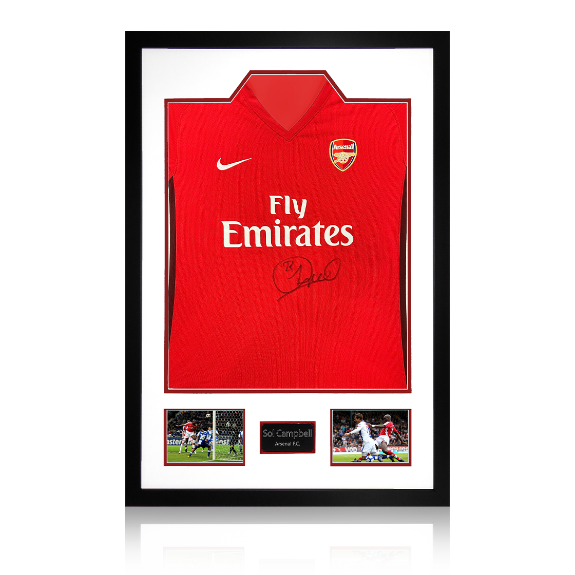Sol Campbell Signed Arsenal 2009/10 Home Shirt Premium Frame