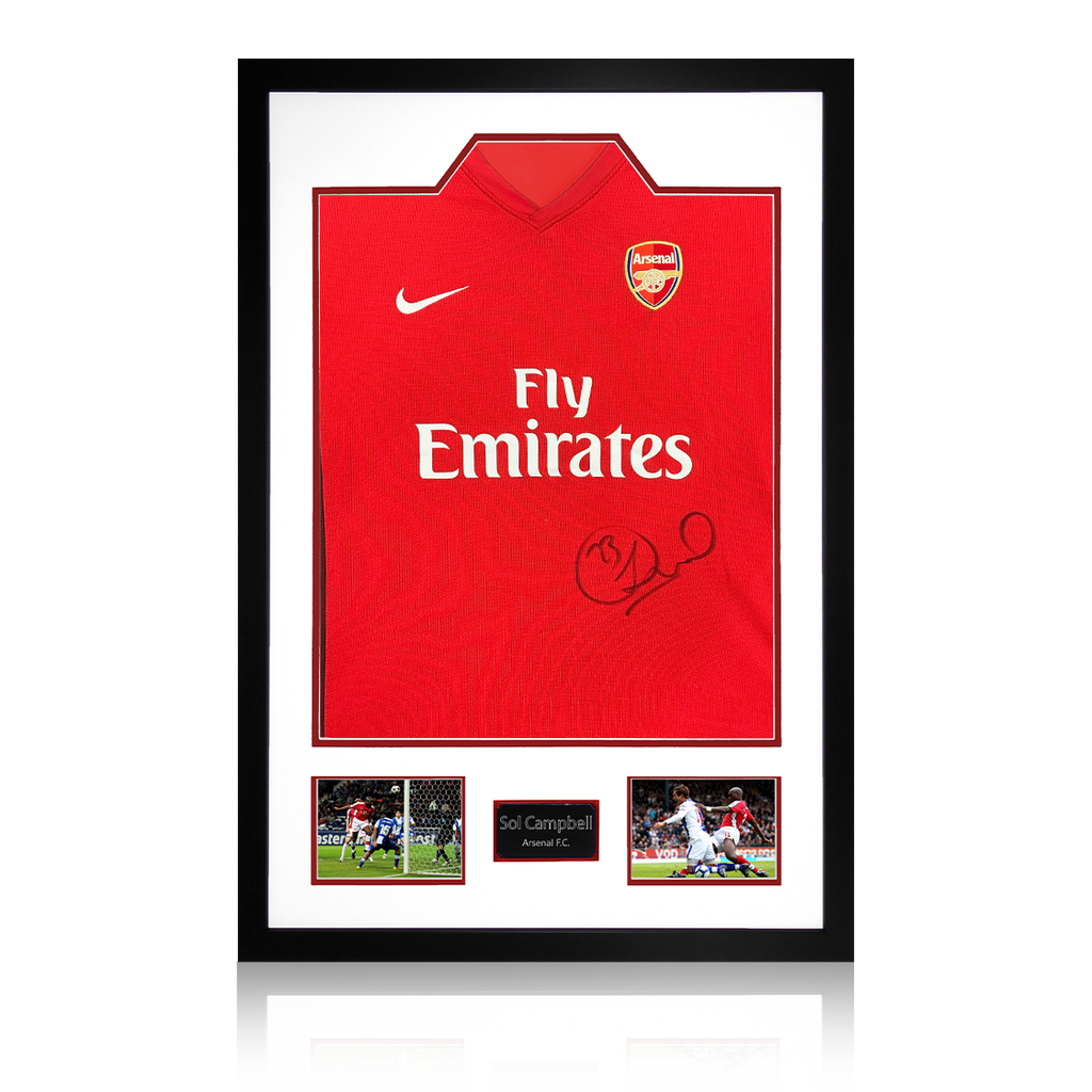 Sol Campbell Signed Arsenal 2009/10 Home Shirt Premium Frame