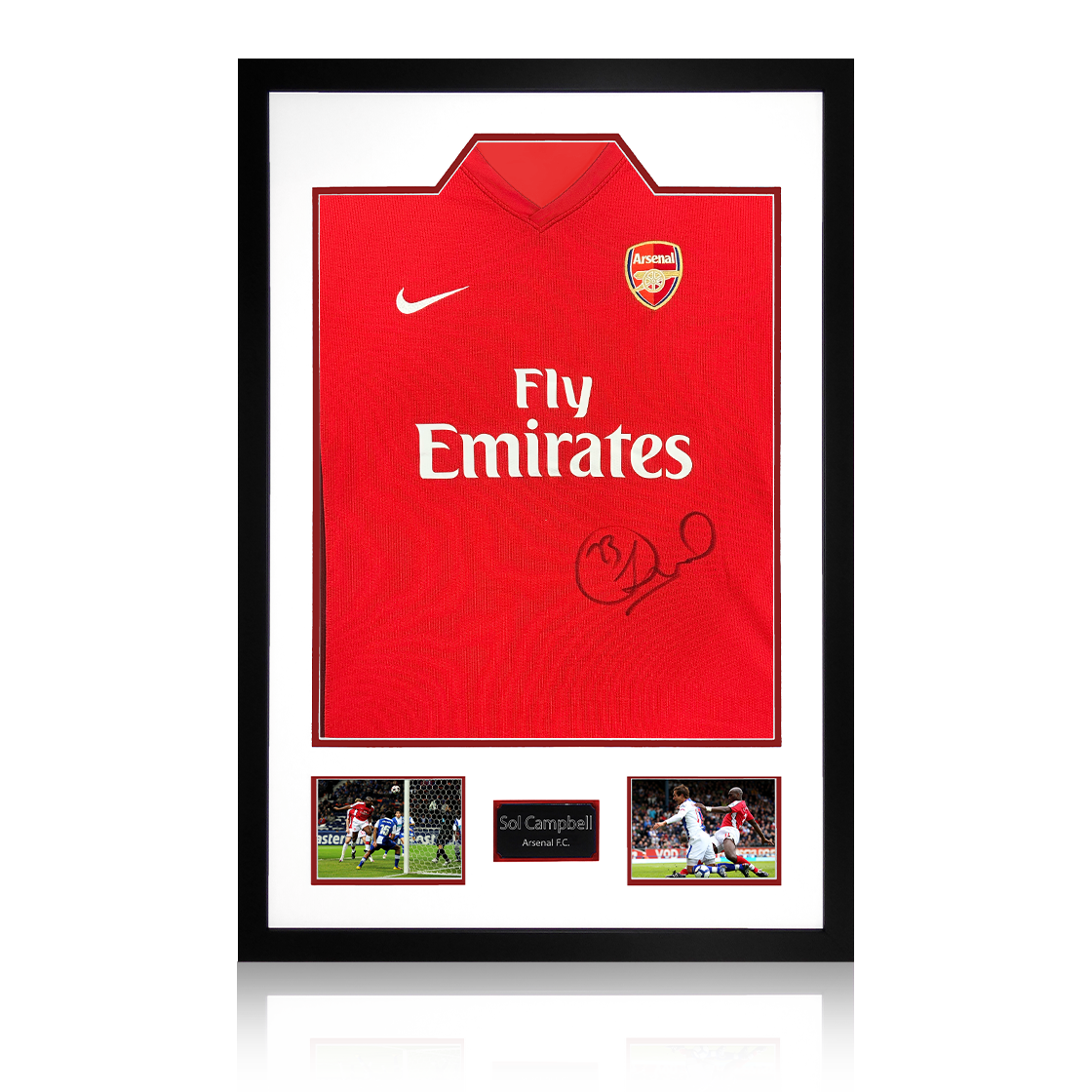 Sol Campbell Signed Arsenal 2009/10 Home Shirt Premium Frame