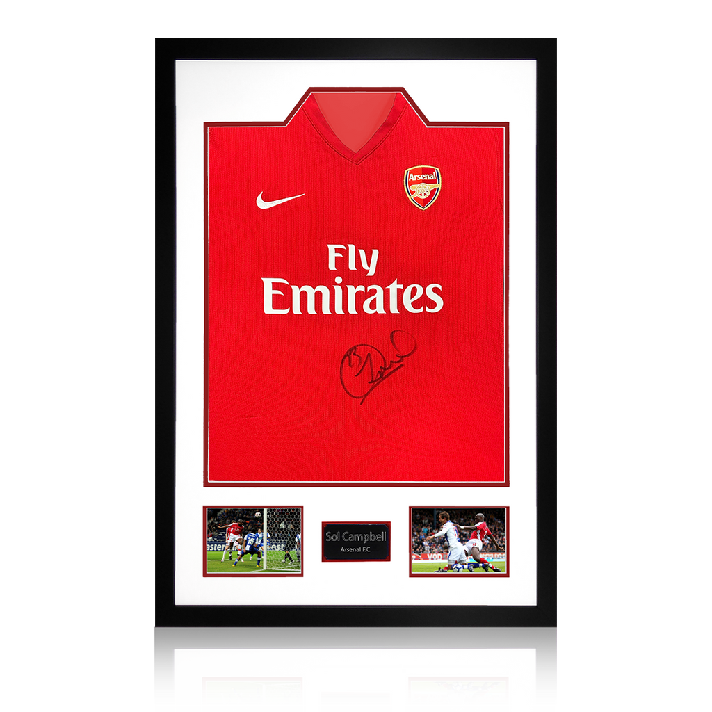 Sol Campbell Signed Arsenal 2009/10 Home Shirt Premium Frame
