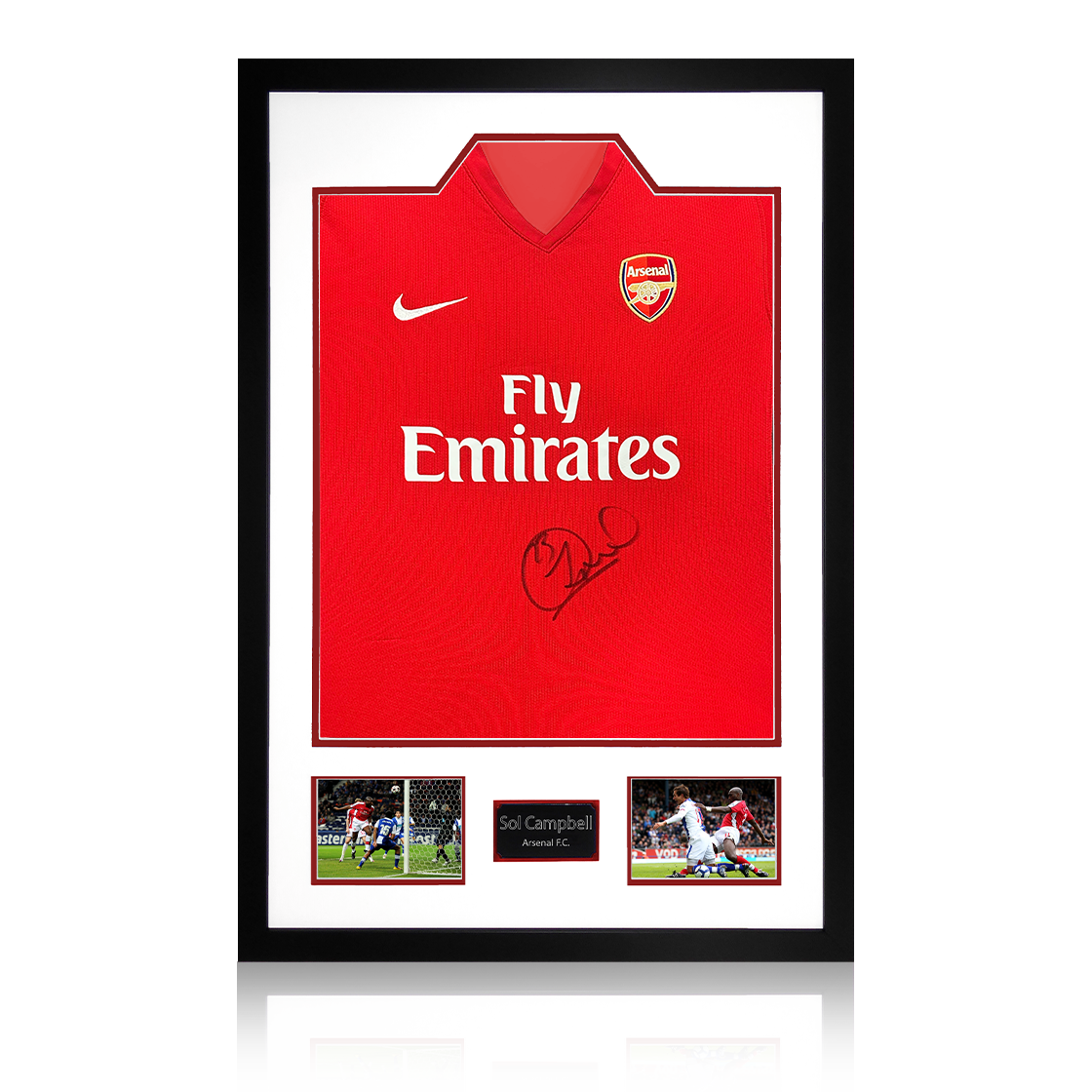 Sol Campbell Signed Arsenal 2009/10 Home Shirt Premium Frame