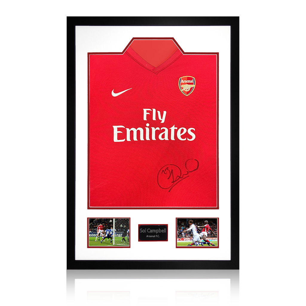 Sol Campbell Signed Arsenal 2009/10 Home Shirt Premium Frame