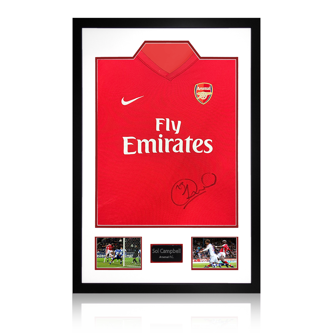 Sol Campbell Signed Arsenal 2009/10 Home Shirt Premium Frame