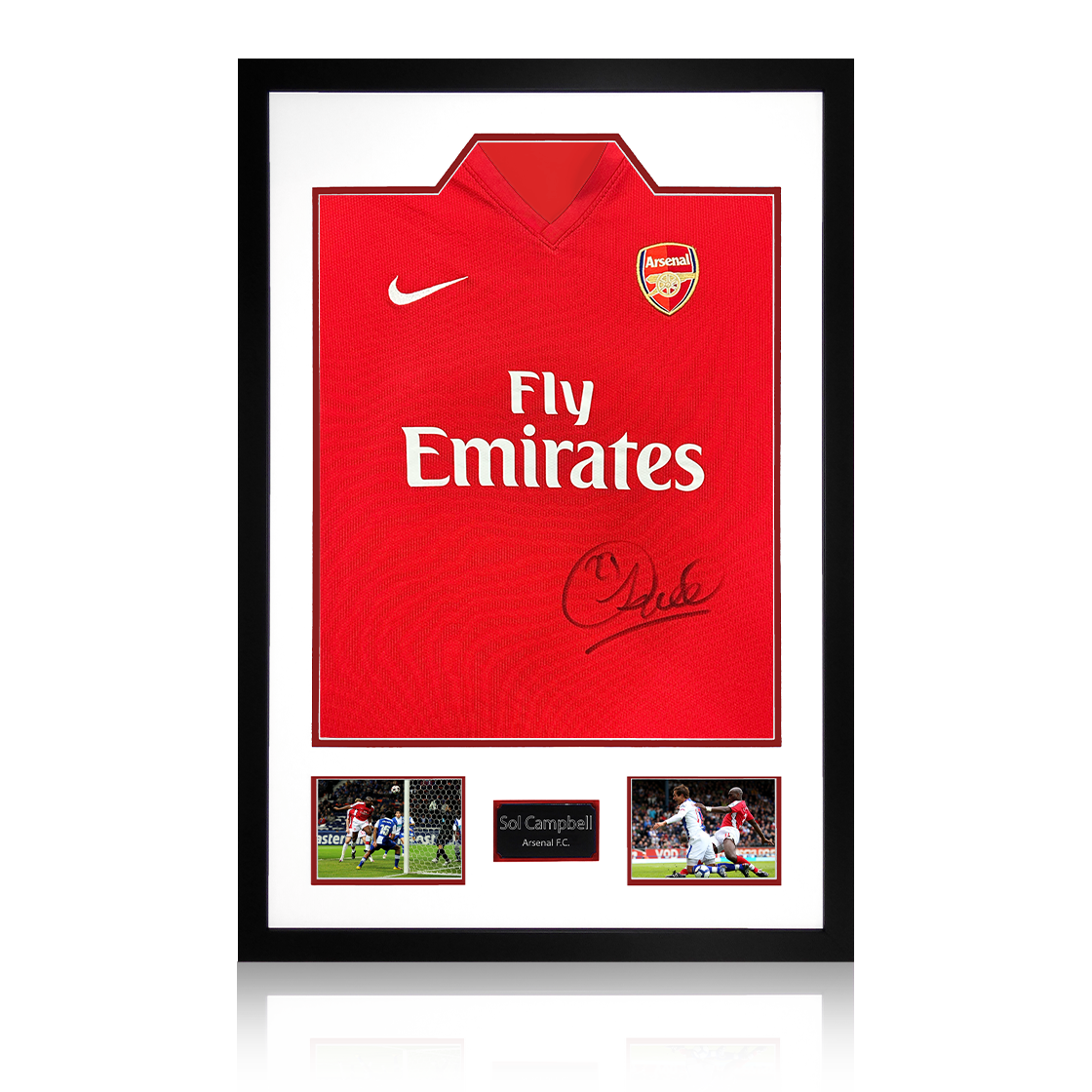 Sol Campbell Signed Arsenal 2009/10 Home Shirt Premium Frame