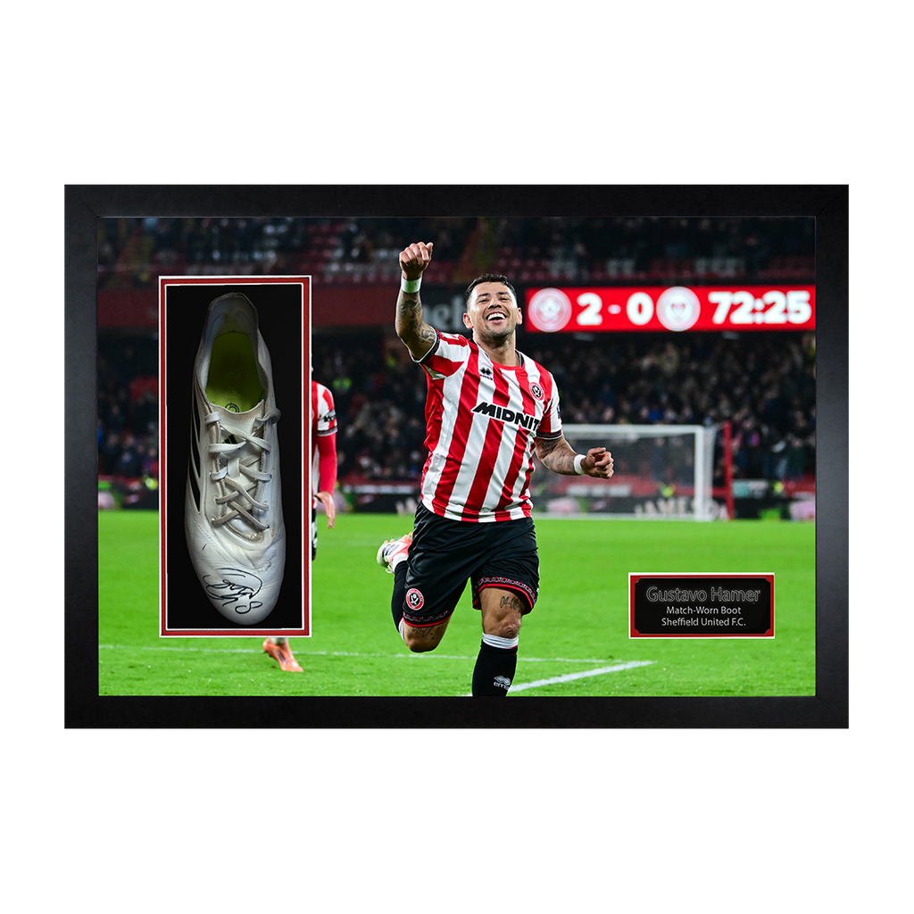 Gustavo Hamer Signed & Match-Worn Sheffield United Boot Iconic Frame
