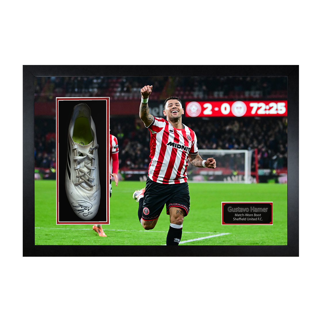 Gustavo Hamer Signed & Match-Worn Sheffield United Boot Iconic Frame