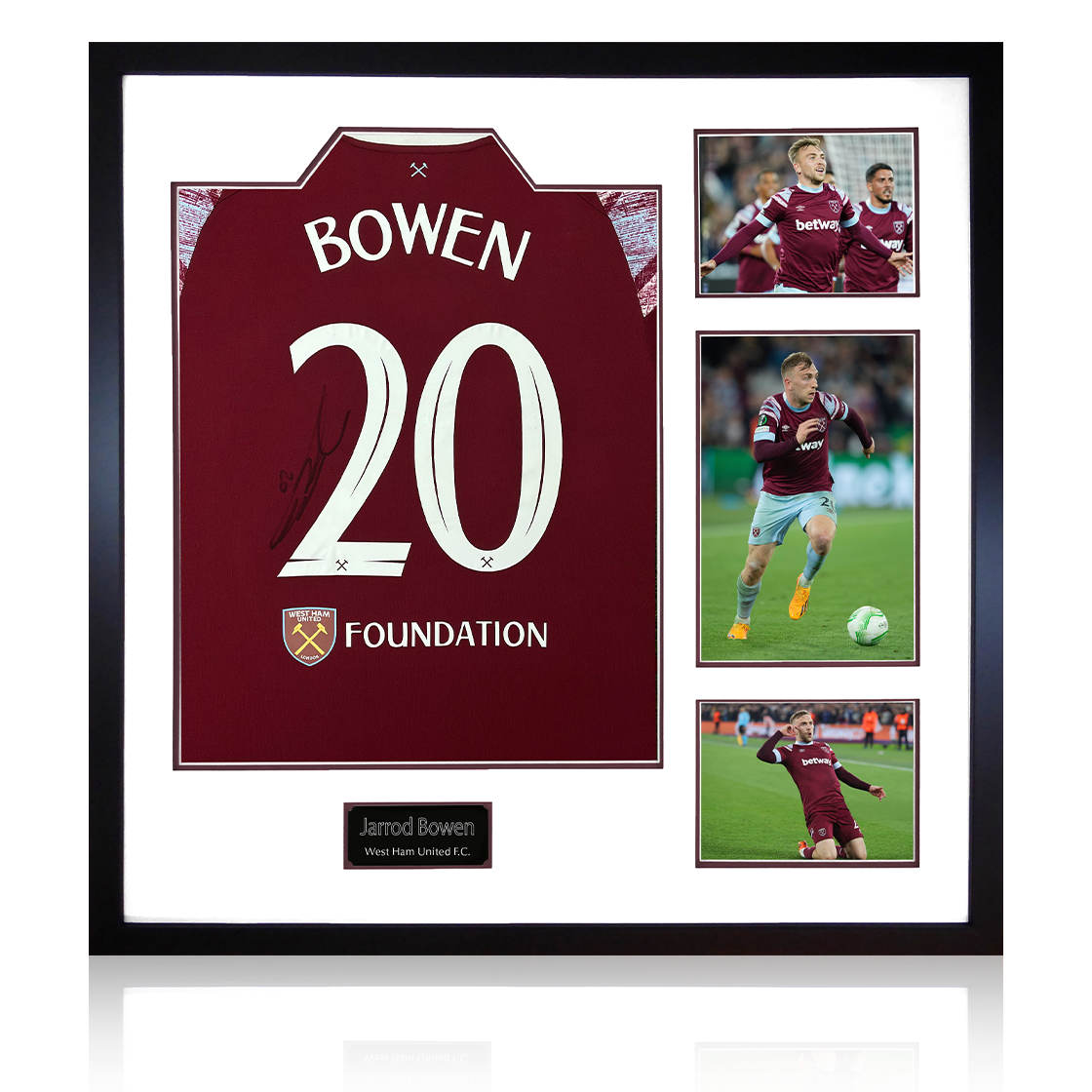 Jarrod Bowen Signed West Ham United 22/23 Home Shirt Elite Frame