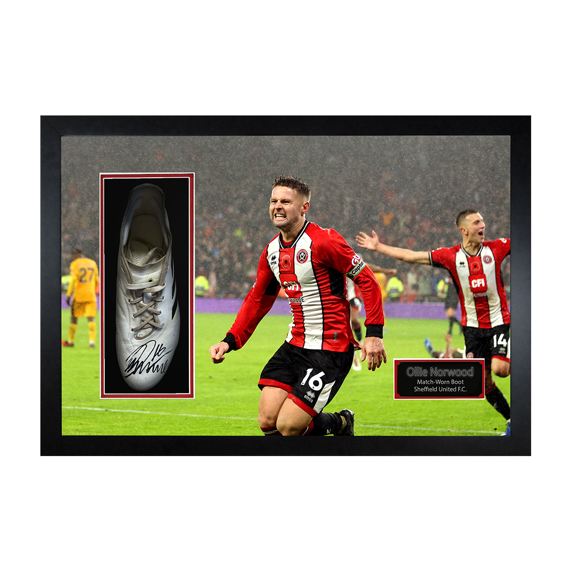 Ollie Norwood Signed & Match-Worn Sheffield United Boot Iconic Frame
