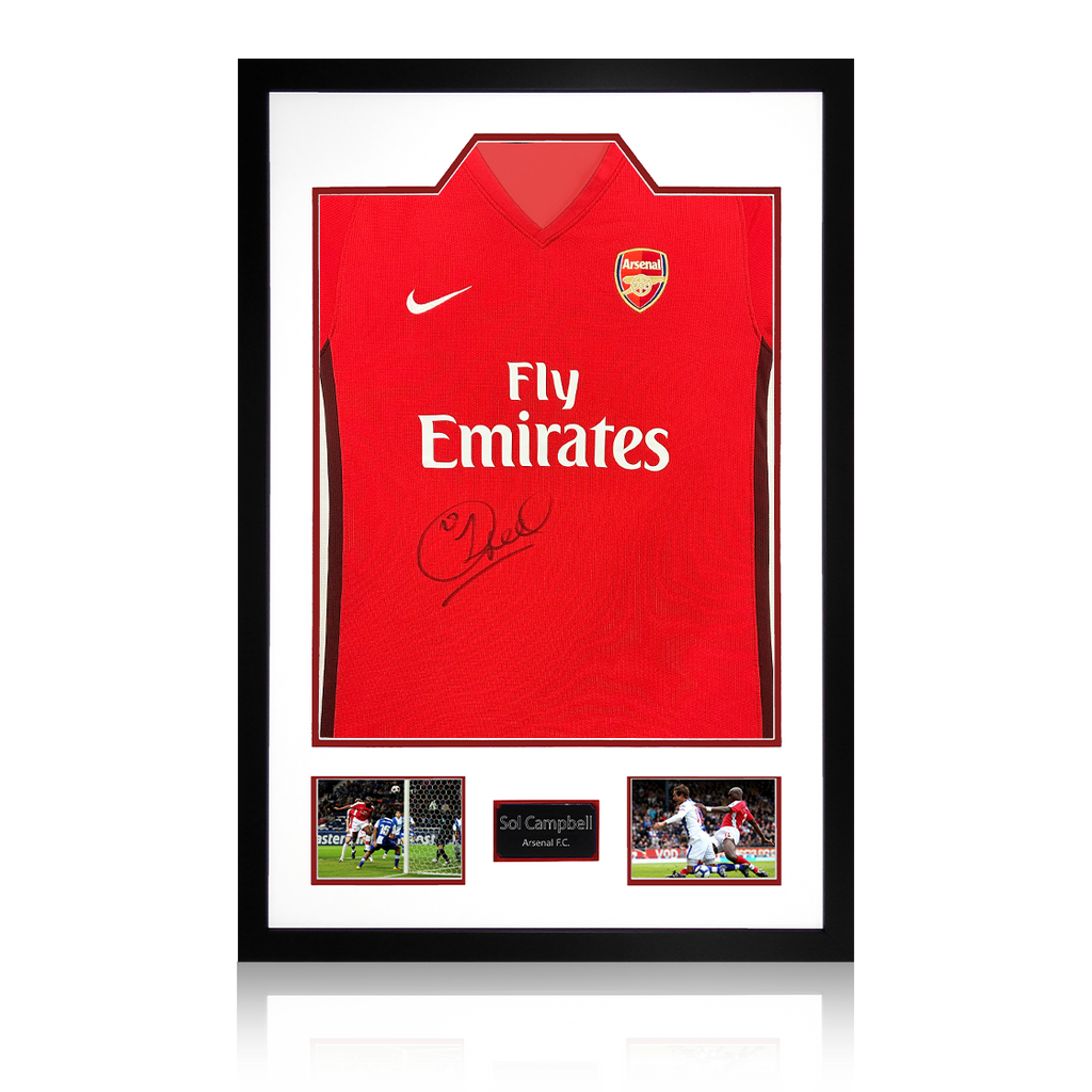 Sol Campbell Signed Arsenal 2009/10 Home Shirt Premium Frame