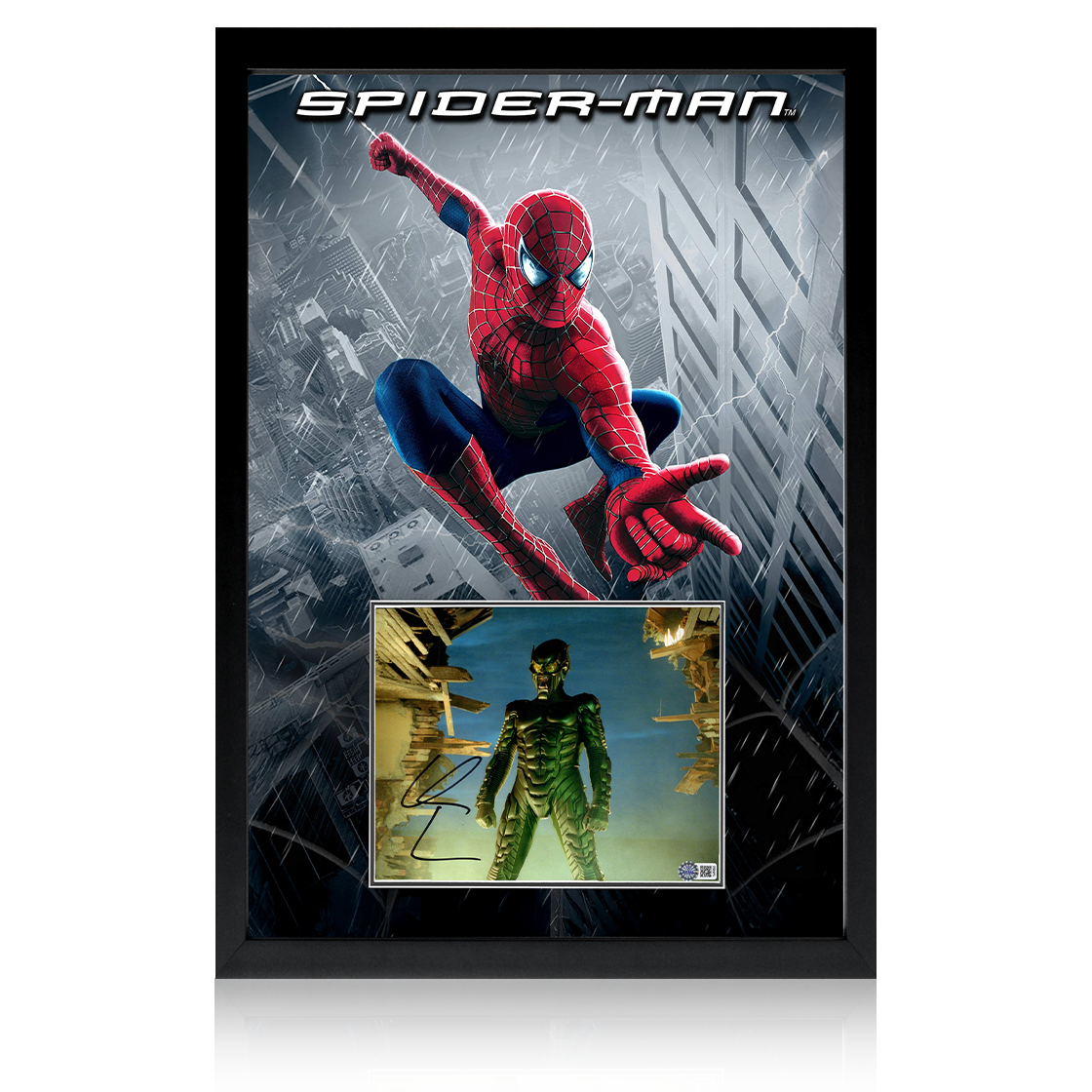 Willem Dafoe Signed Spider-Man Image Iconic Frame (AFTAL Authentication)