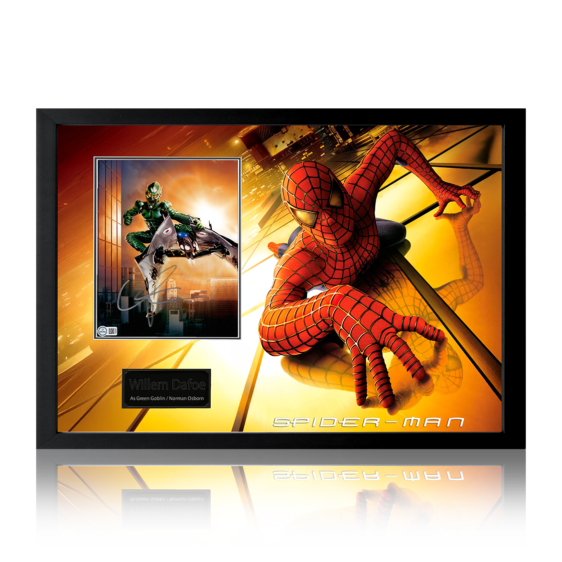 Willem Dafoe Signed Spider-Man Image Iconic Frame (AFTAL Authentication)