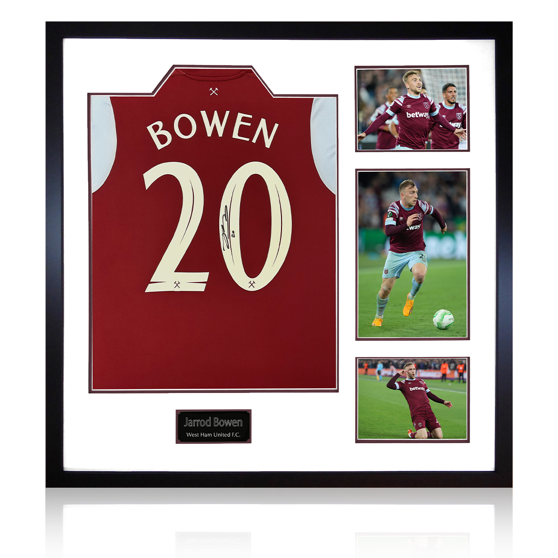 Jarrod Bowen Signed West Ham United 22/23 Home Shirt Elite Frame