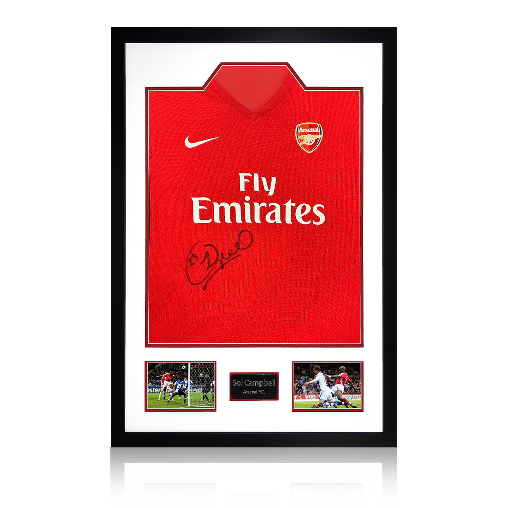 Sol Campbell Signed Arsenal 2009/10 Home Shirt Premium Frame