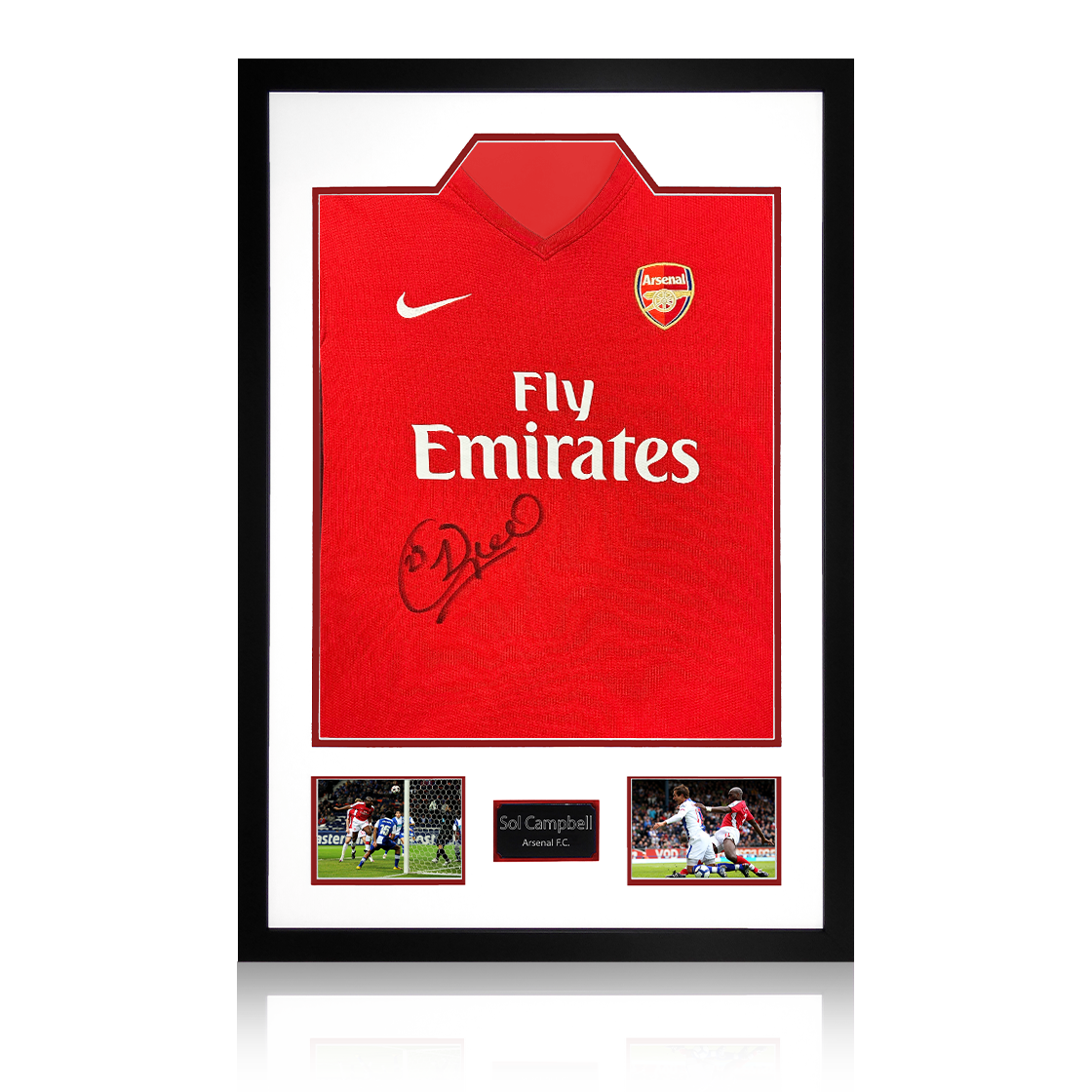 Sol Campbell Signed Arsenal 2009/10 Home Shirt Premium Frame
