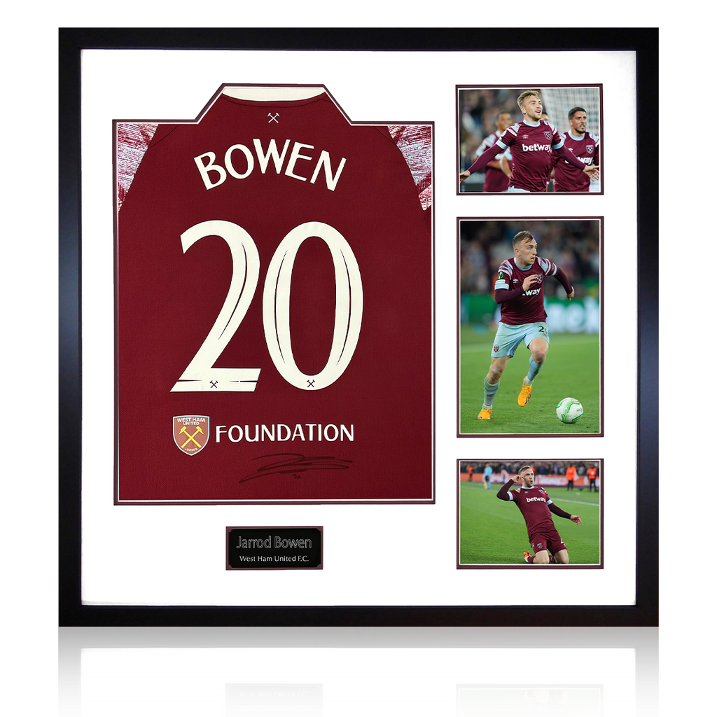 Jarrod Bowen Signed West Ham United 22/23 Home Shirt Elite Frame