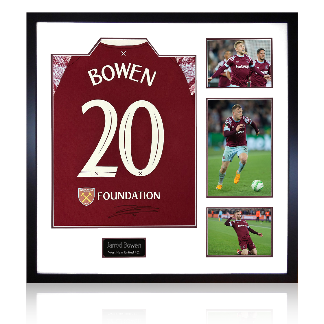 Jarrod Bowen Signed West Ham United 22/23 Home Shirt Elite Frame