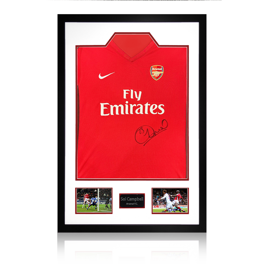 Sol Campbell Signed Arsenal 2009/10 Home Shirt Premium Frame